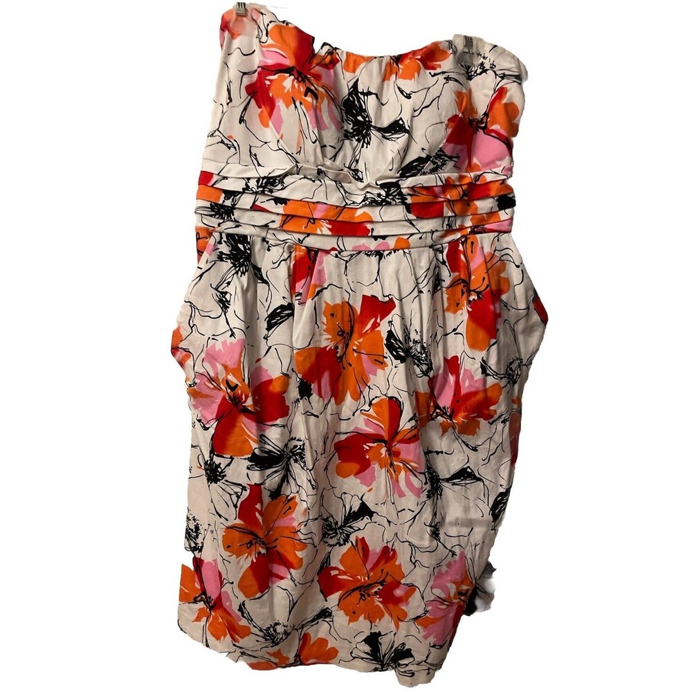 DRESS By SNAP FLORAL strapless Tropical Plus Size 20W Knee Length Juniors Woman